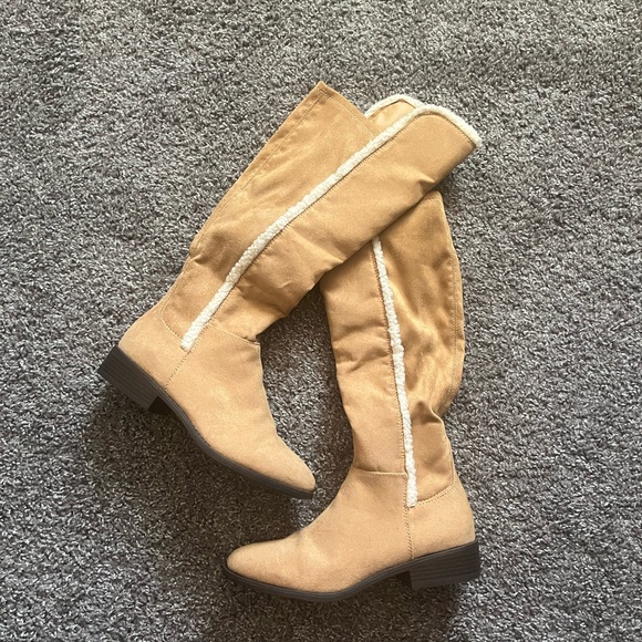 Tan Suede Knee-High Boots - Picture 2 of 12